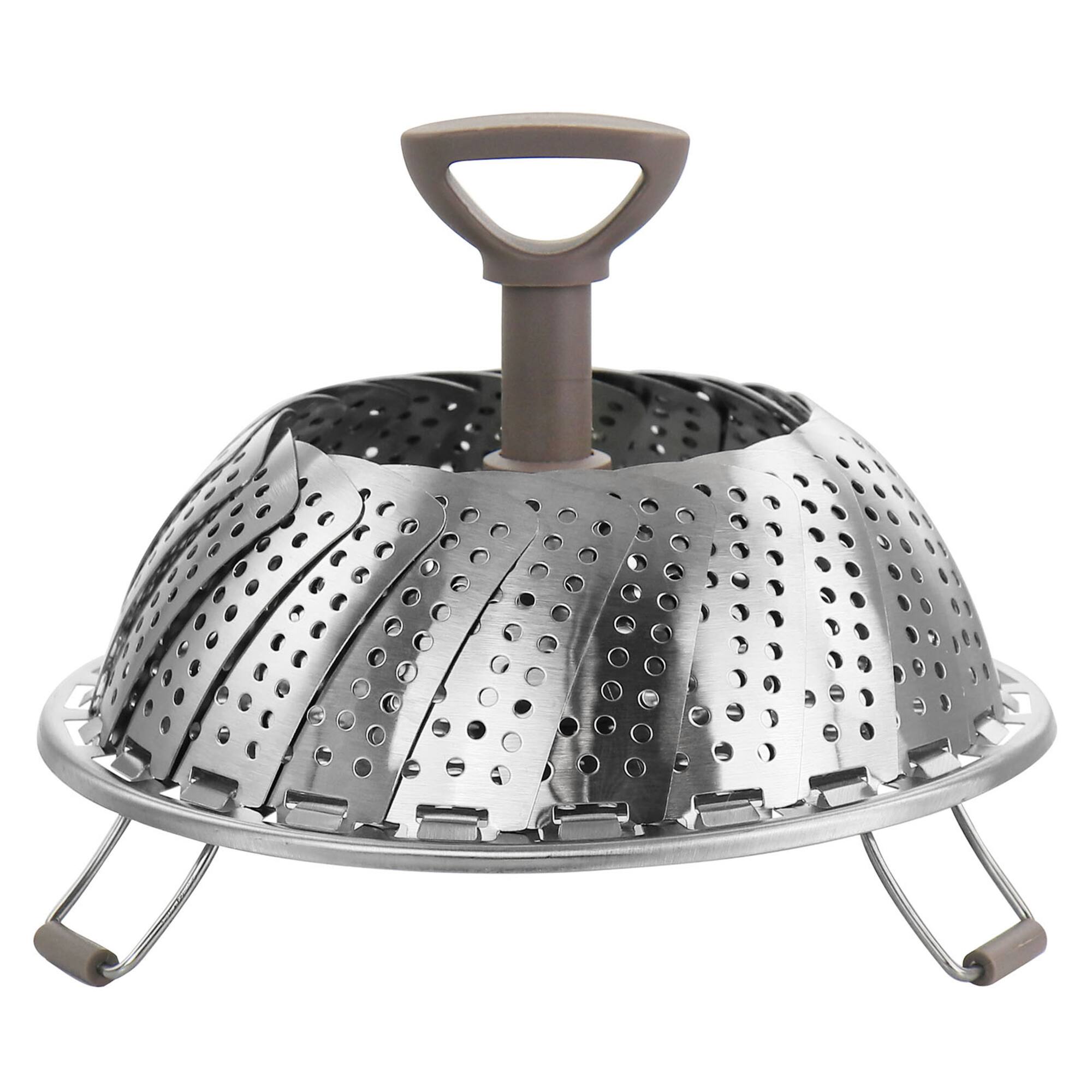 Martha Stewart Stainless Steel Folding Steamer Insert with Taupe Handle